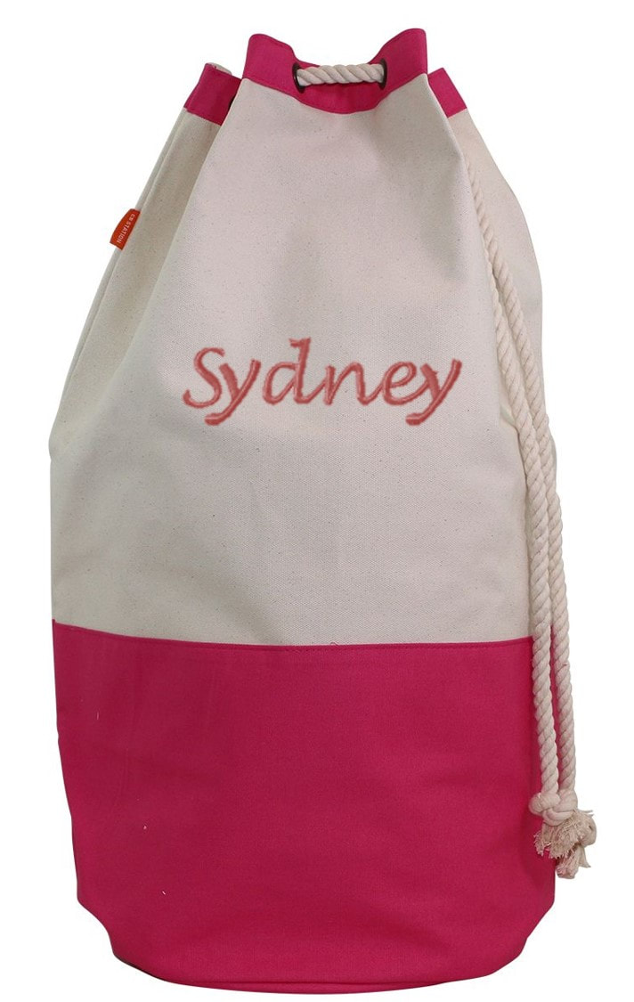 Monogrammed Canvas Laundry Bag Tote College Graduation