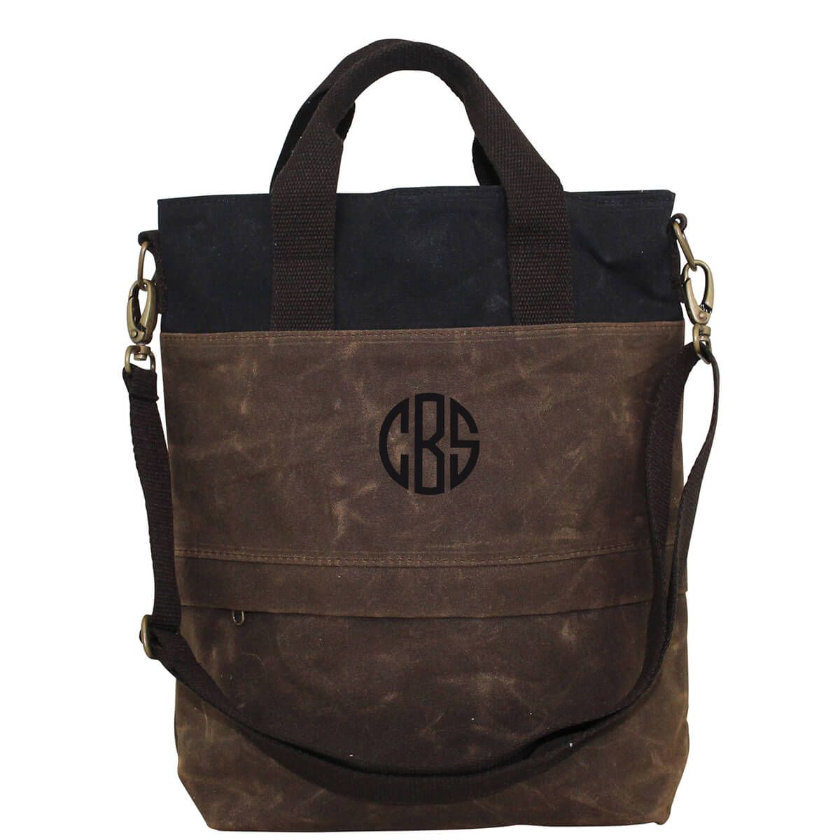 Monogrammed Waxed Canvas Travel All Day Tote Knapsack Bag Luggage Tote Bag Laptop